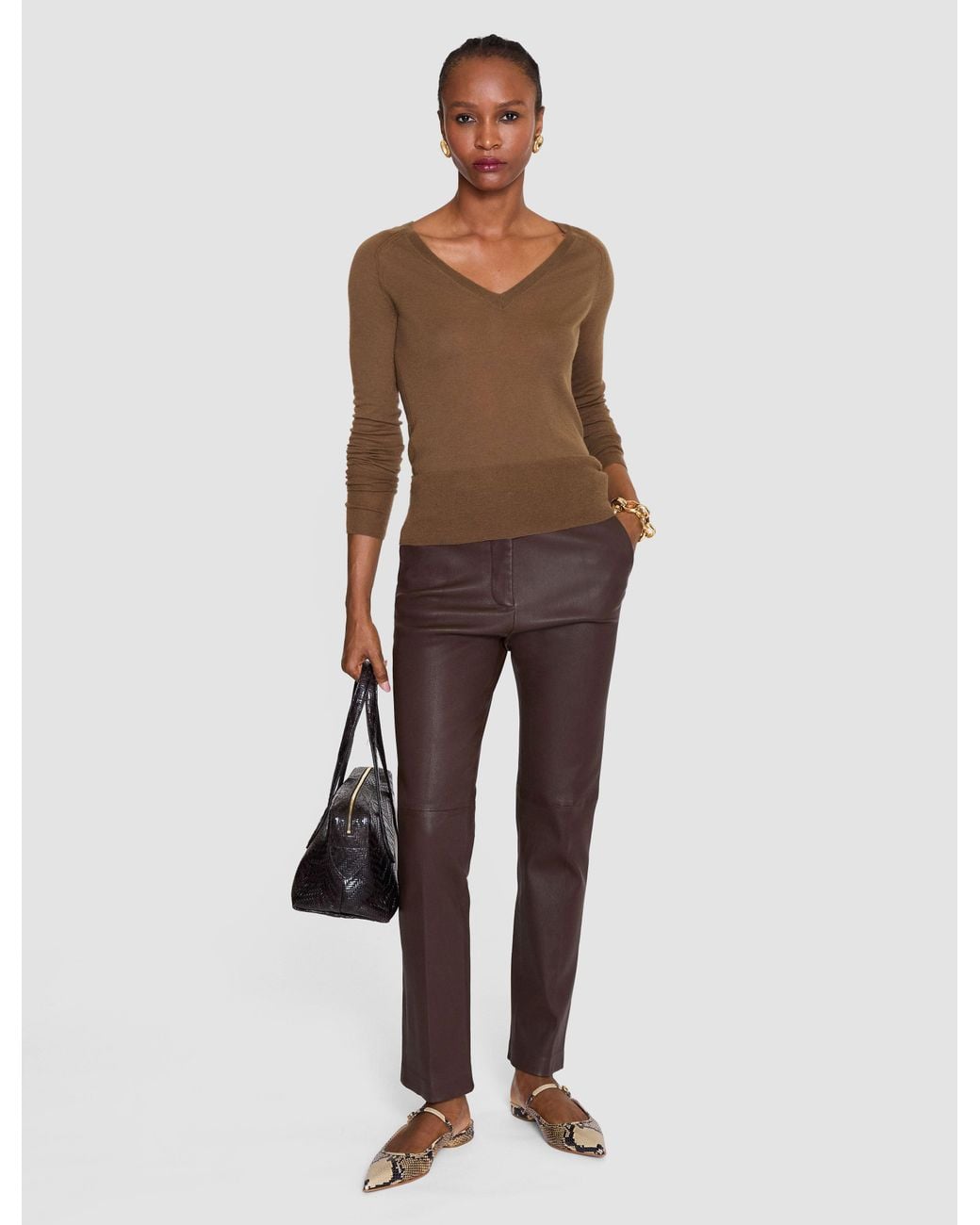 Joseph Brown Coleman Long Leather Stretch Trousers