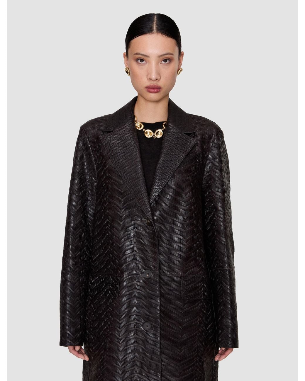 Joseph Black Matlock Embossed Woven Leather Coat