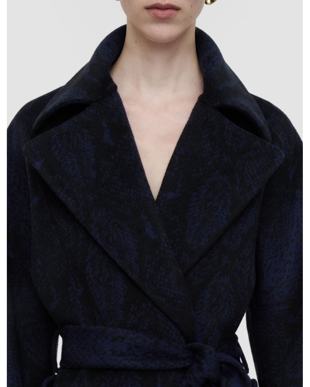 Joseph Blue Spencer Double Face Snake Jacquard Coat