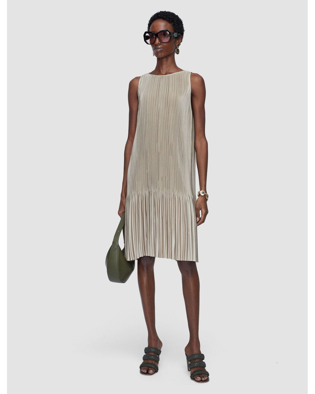 Joseph Natural Rida Pleated Satin Dress