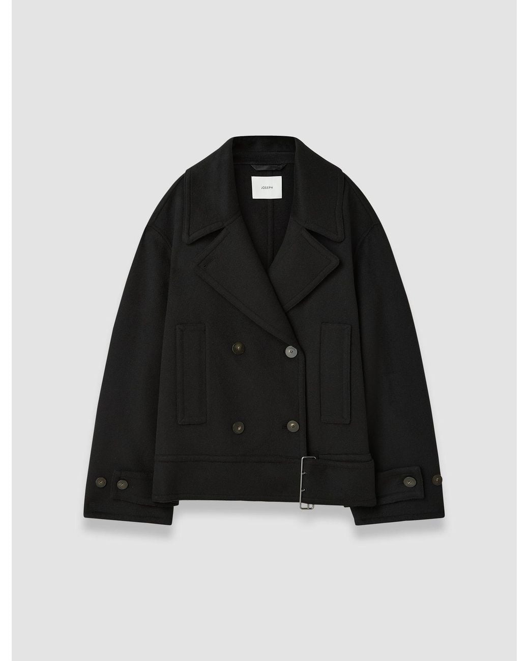Joseph Black Weston Double Face Cashmere Pea Coat