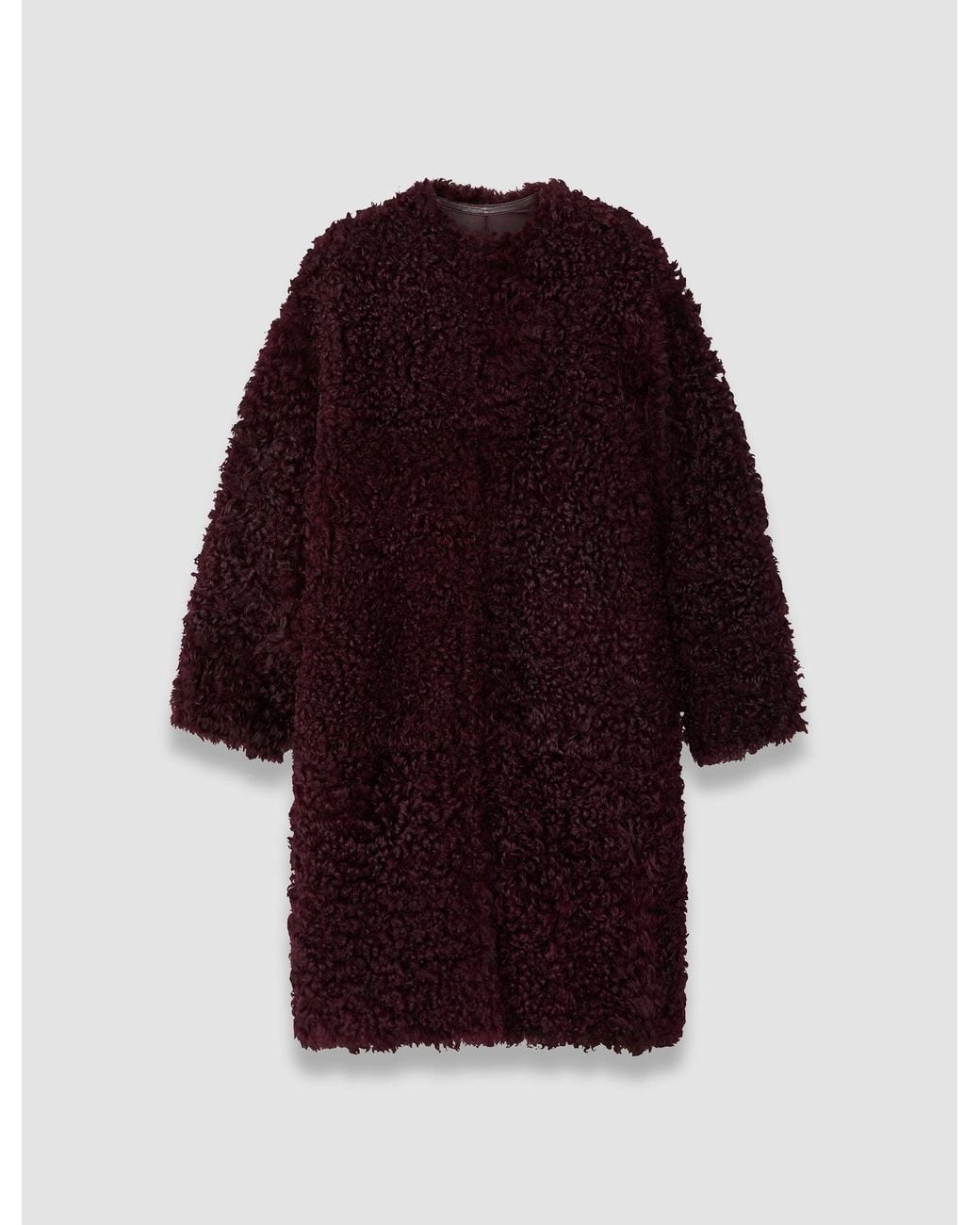 Joseph Red Robbie Long Wool Shearling Coat