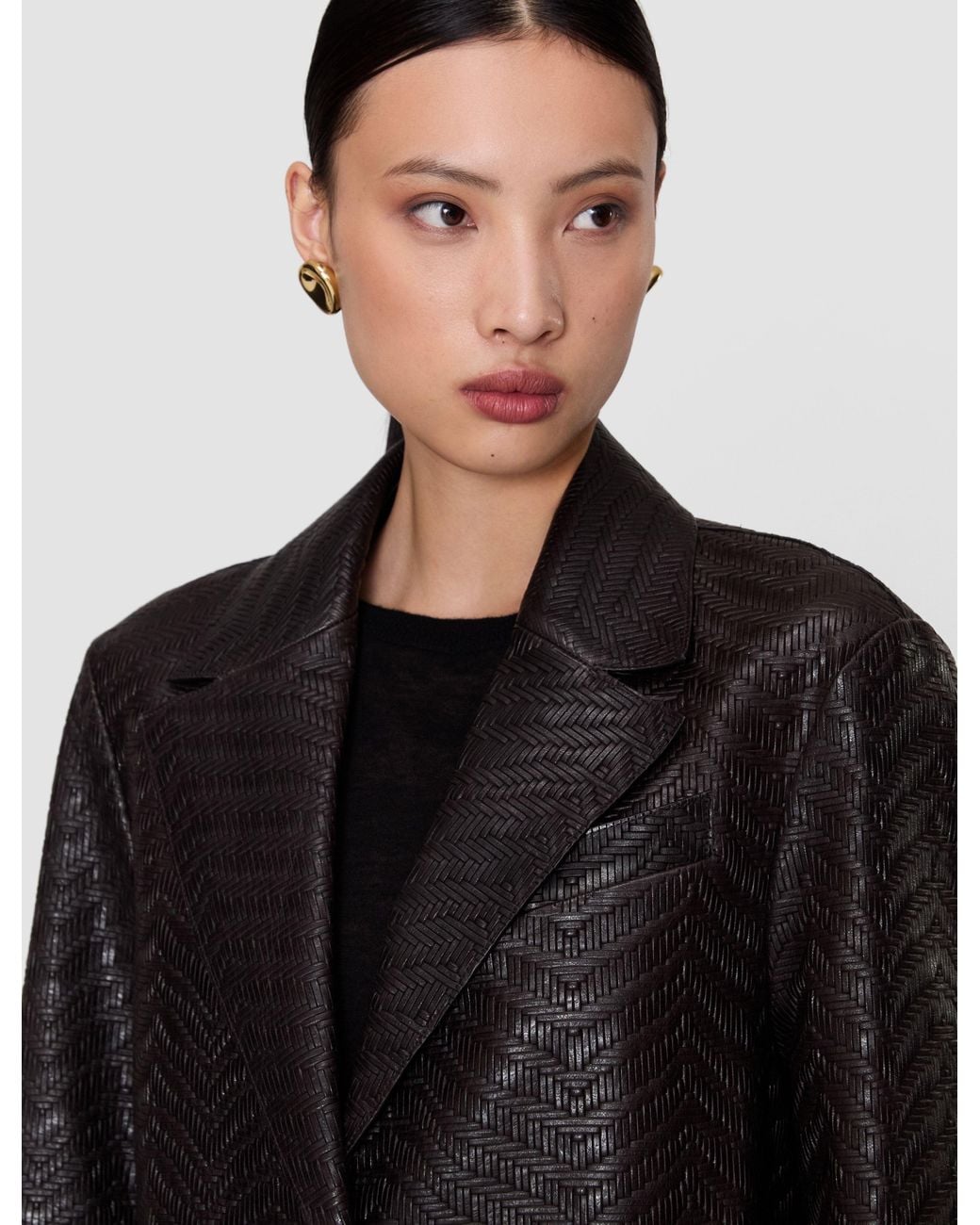 Joseph Black Matlock Embossed Woven Leather Coat