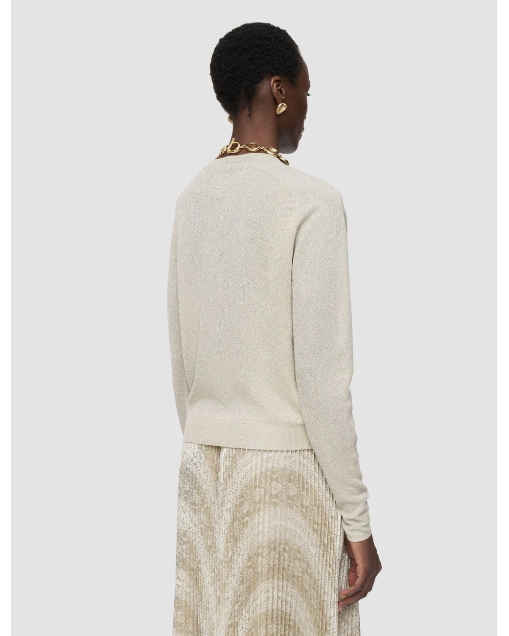 Joseph Natural Doris Lurex Snake Knit Cardigan