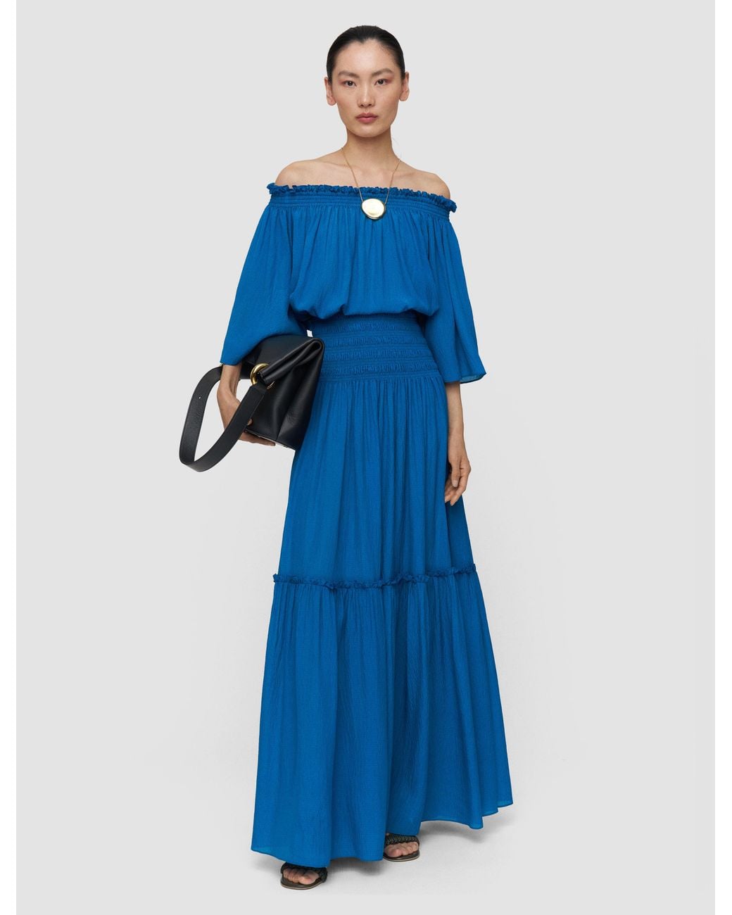 Joseph Blue Folia Textured Silk Skirt