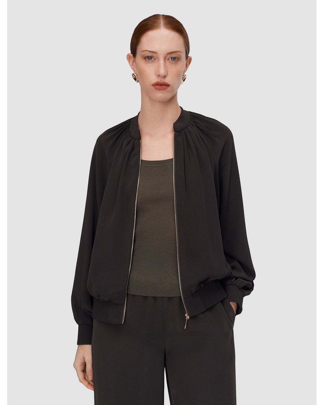 Joseph Black Mira Satin Twill Bomber Jacket