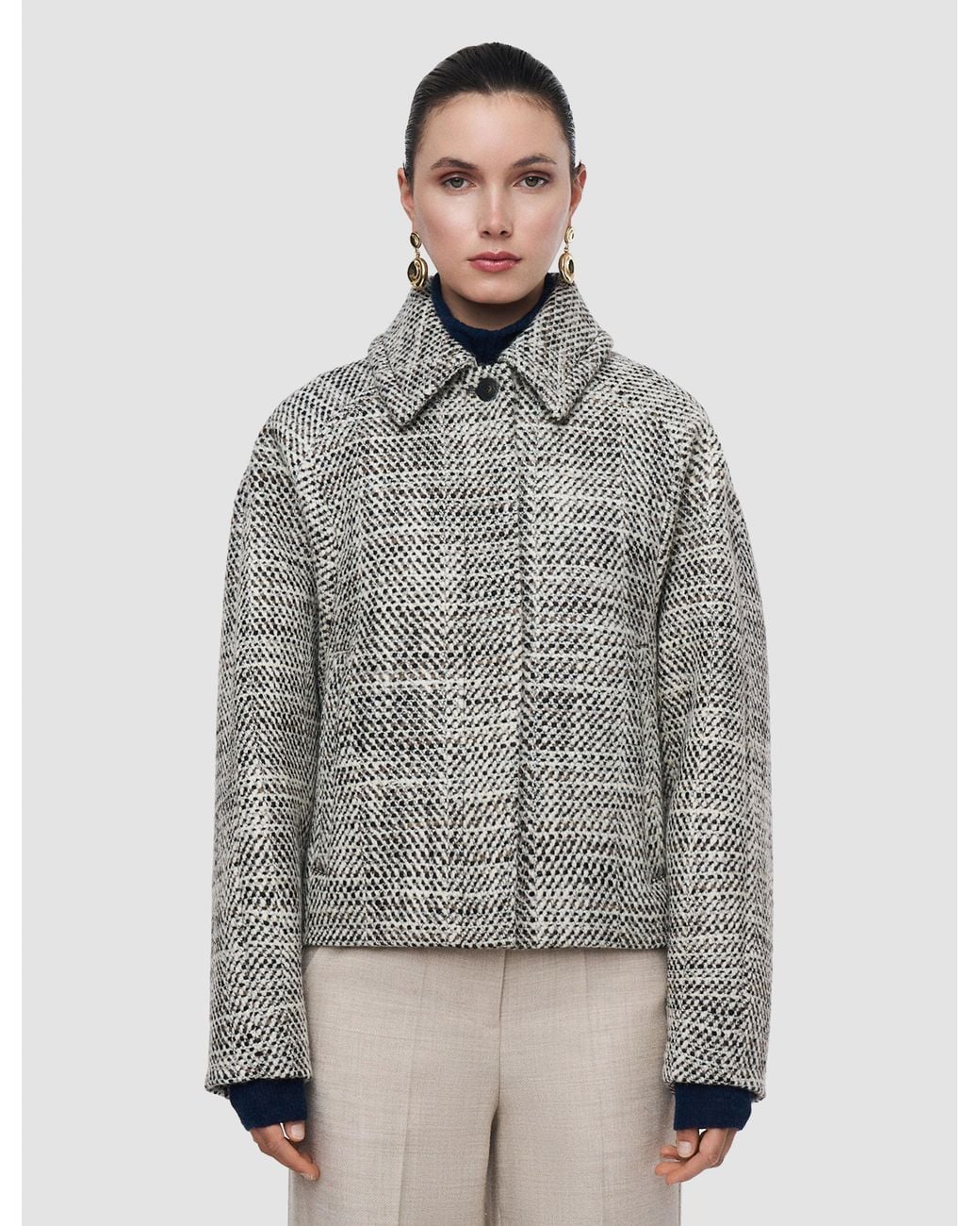 Joseph Gray Geroux Crosshatch Virgin Wool Coat
