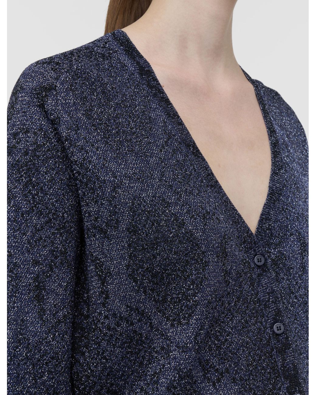 Joseph Blue Doris Lurex Snake Knit Cardigan