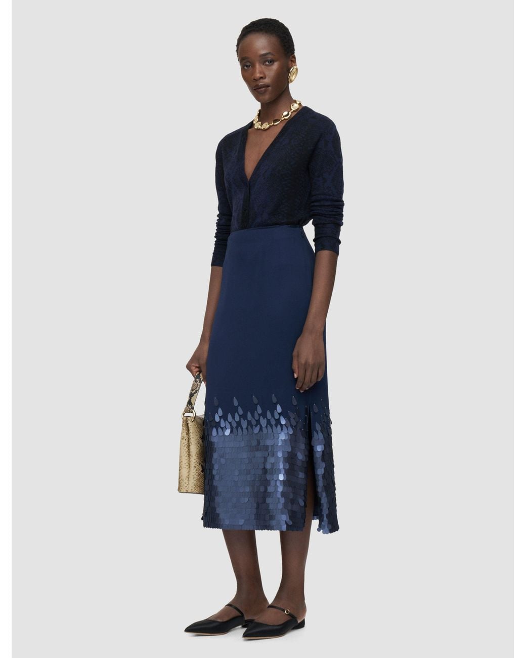 Joseph Blue Connie Chiffon Sequin Skirt