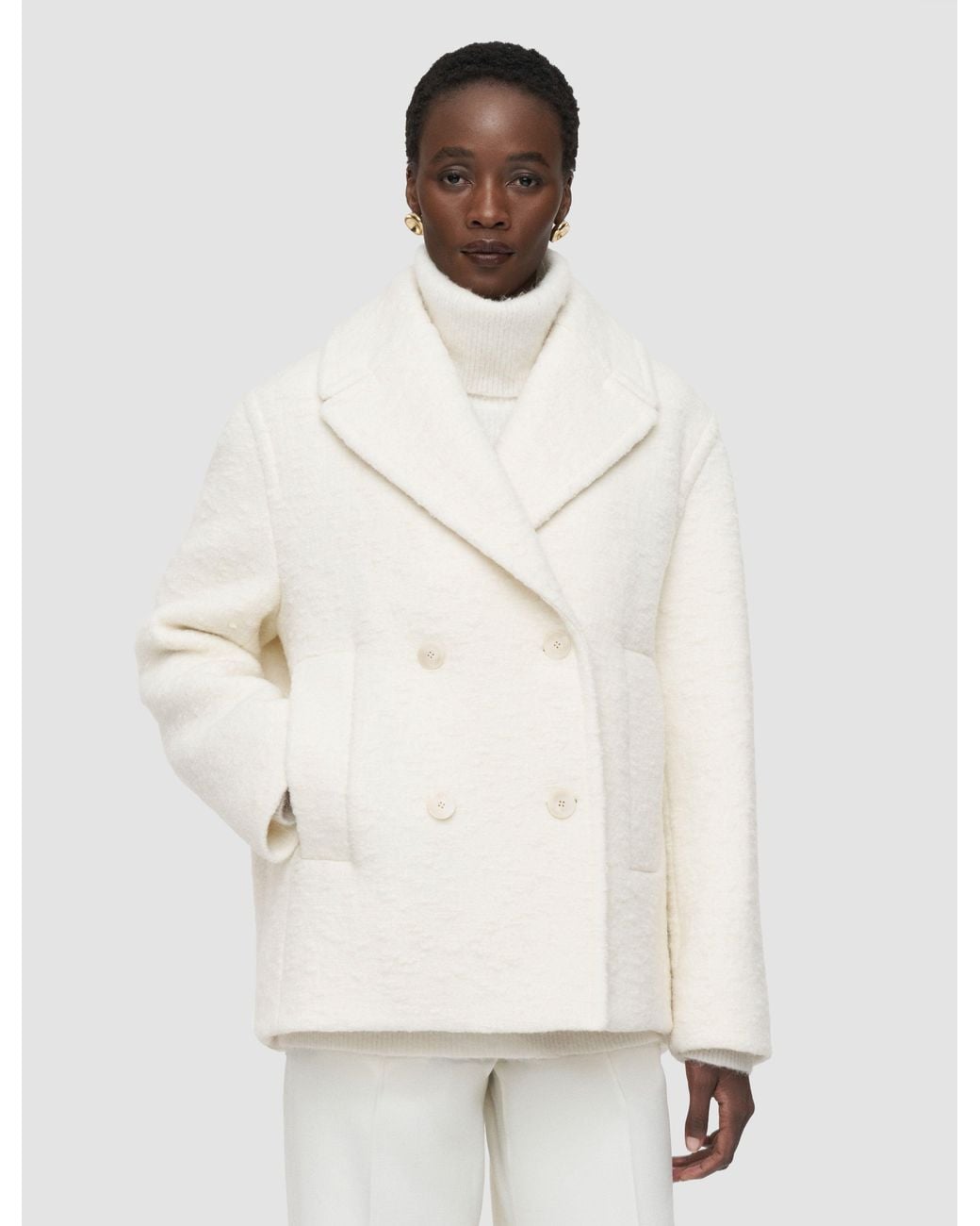 Joseph White Eddie Wool Bouclé Coat