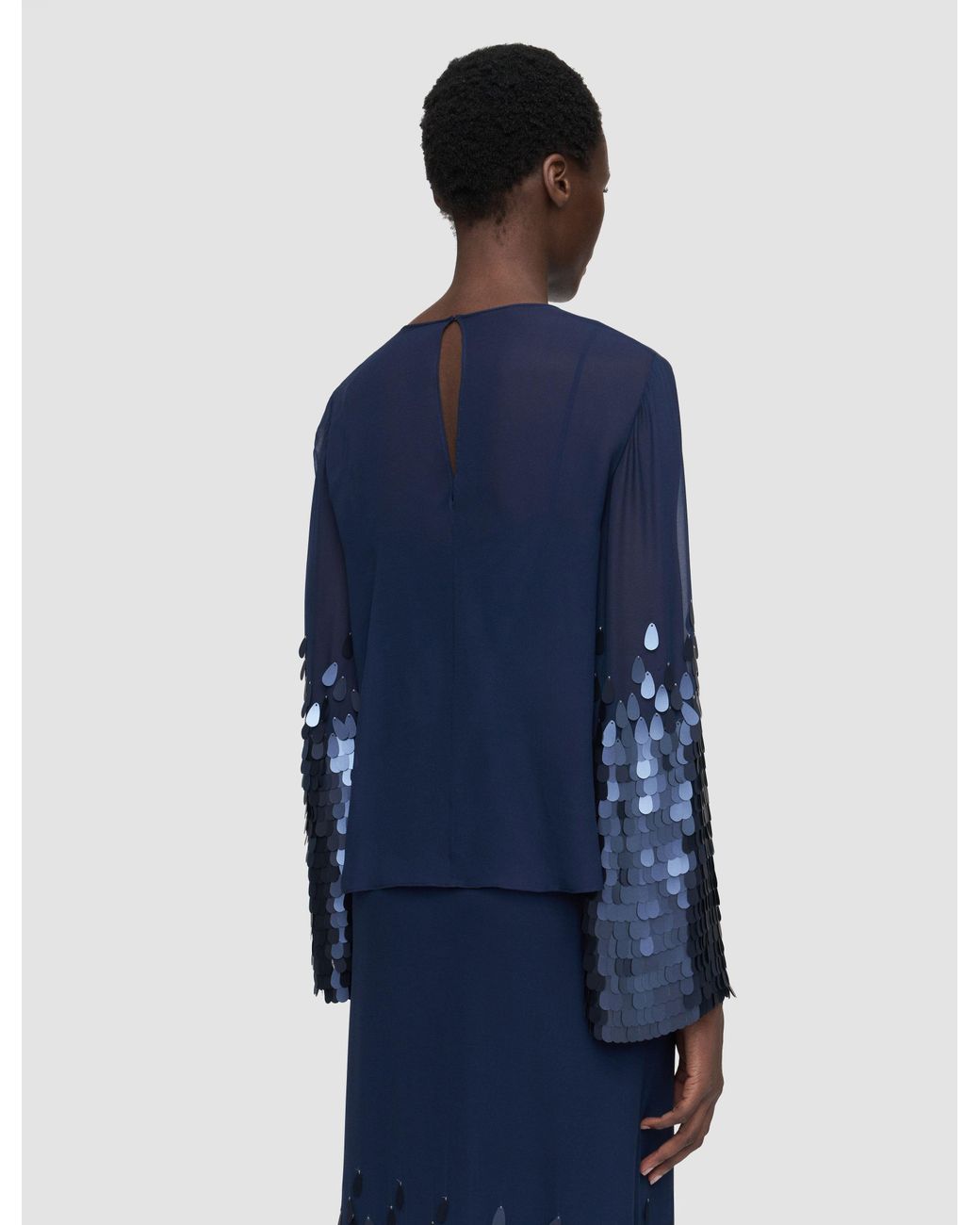 Joseph Blue Ariane Chiffon Sequin Blouse