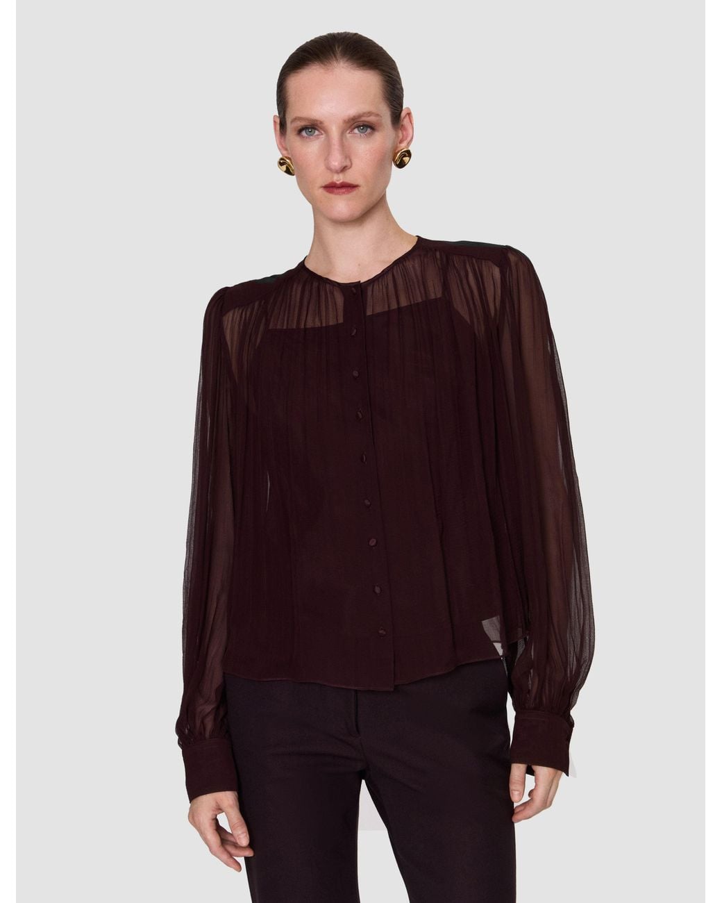Joseph Red Elisa Silk Chiffon Blouse