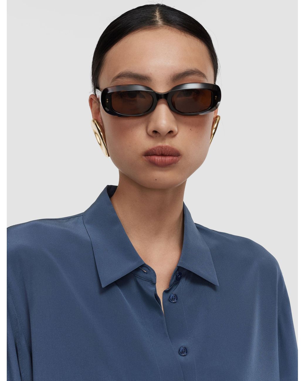 Joseph Blue Bold Crepe De Soie Silk Blouse