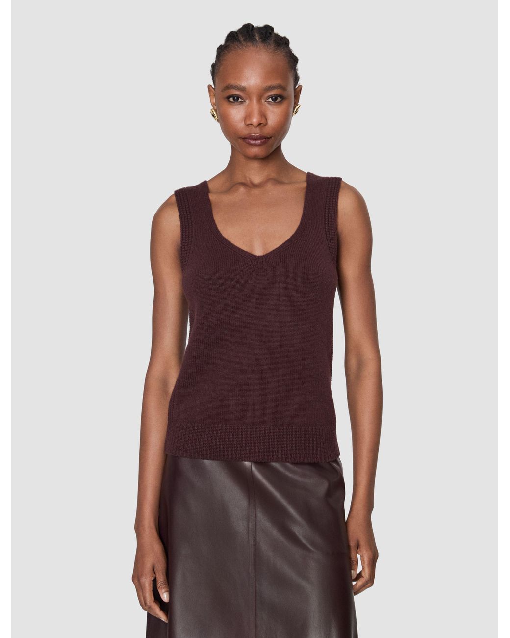 Joseph Red Aba Pure Cashmere Tank Top