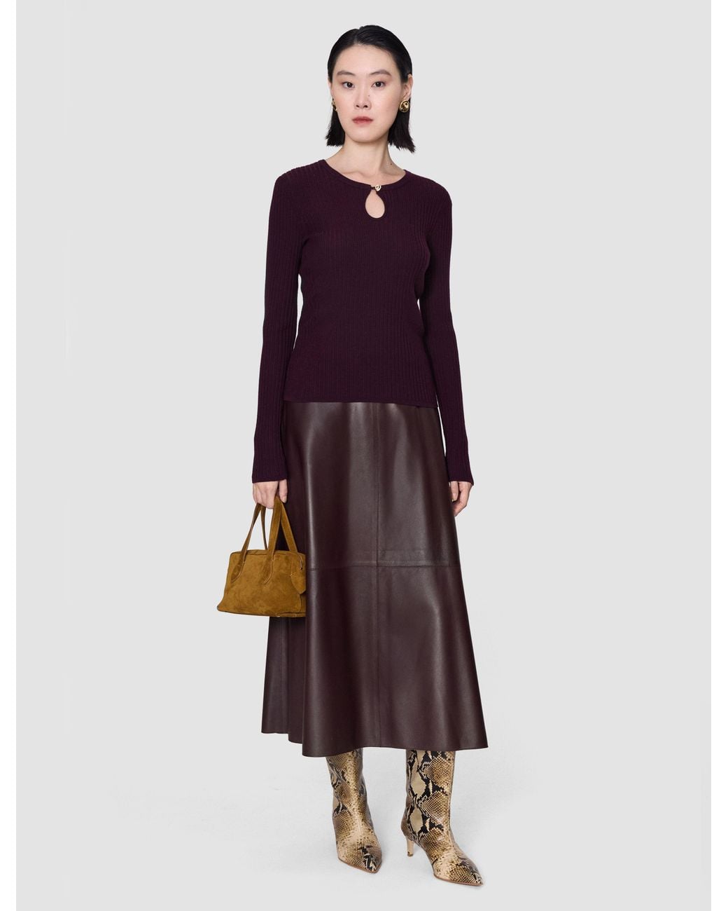 Joseph Red Luz Merino Wool Rib Top