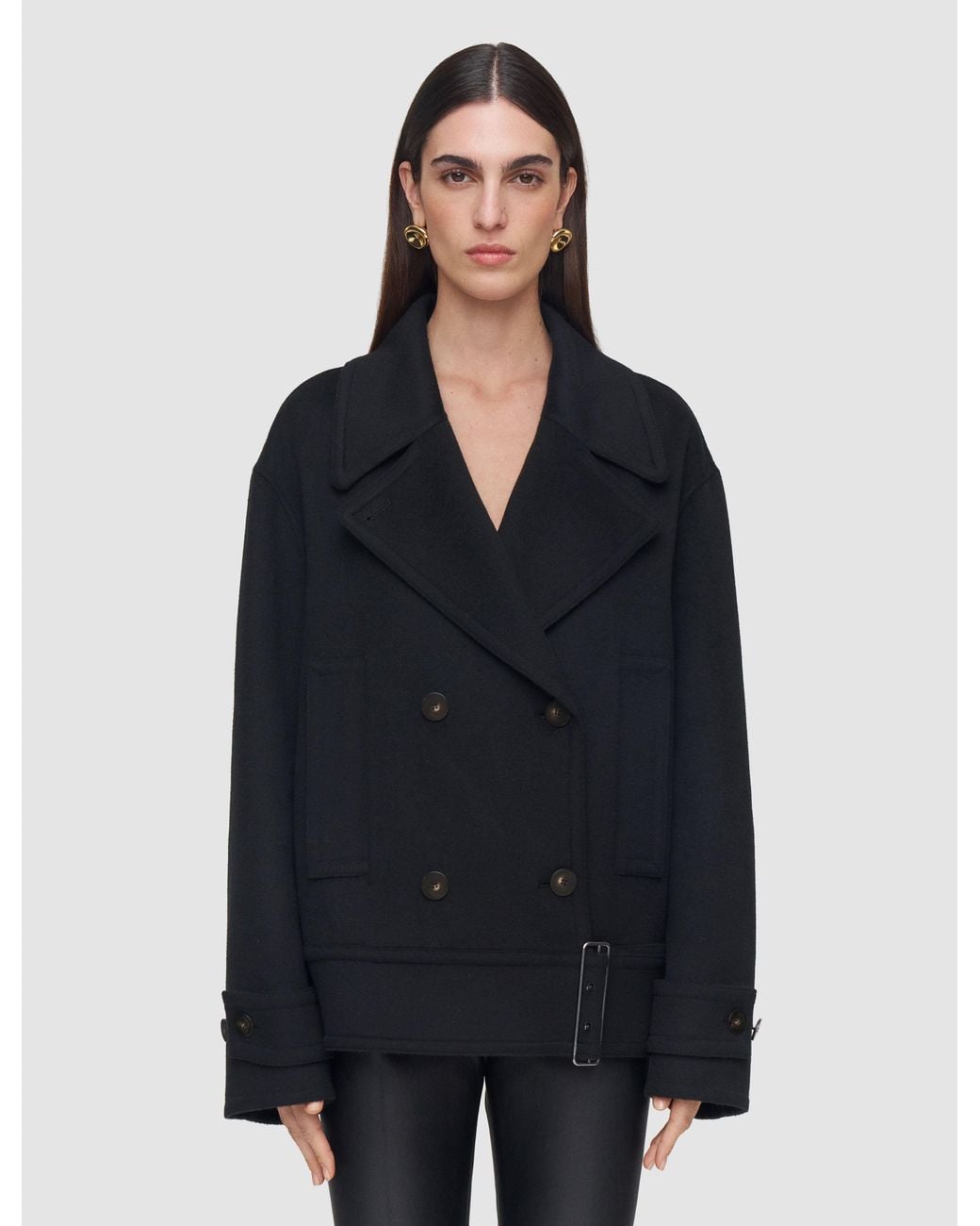 Joseph Black Weston Double Face Cashmere Pea Coat