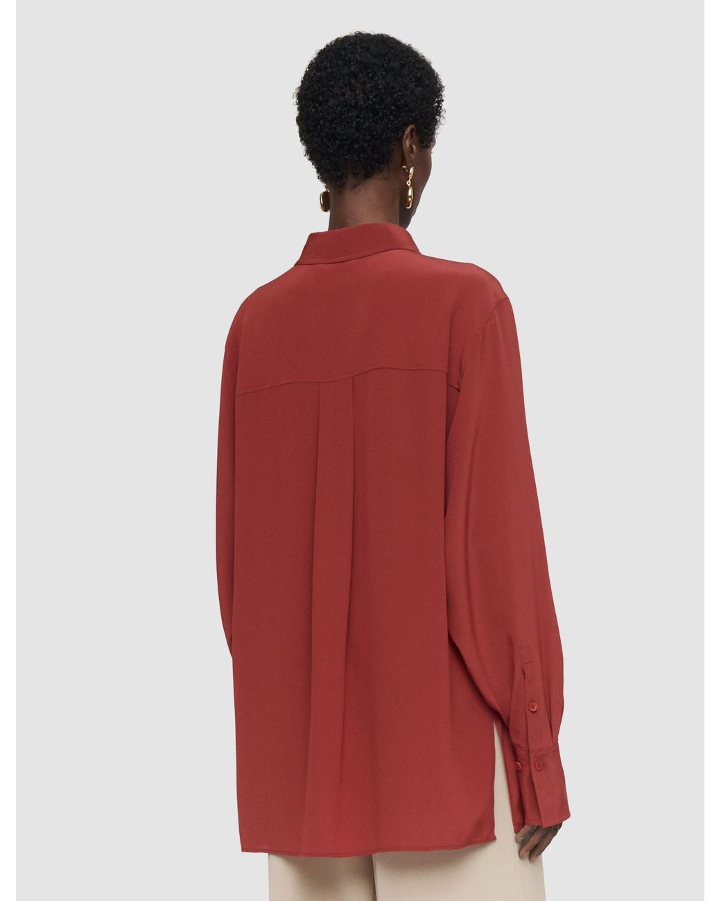 Joseph Red Yas Crepe De Soie Silk Shirt