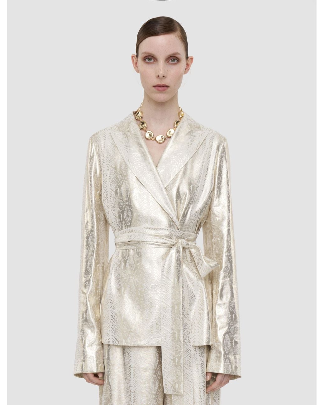 Joseph White Asher Silk Snake Lamé Jacket