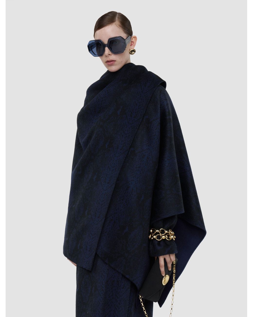 Joseph Blue Cassidy Double Face Snake Jacquard Cape