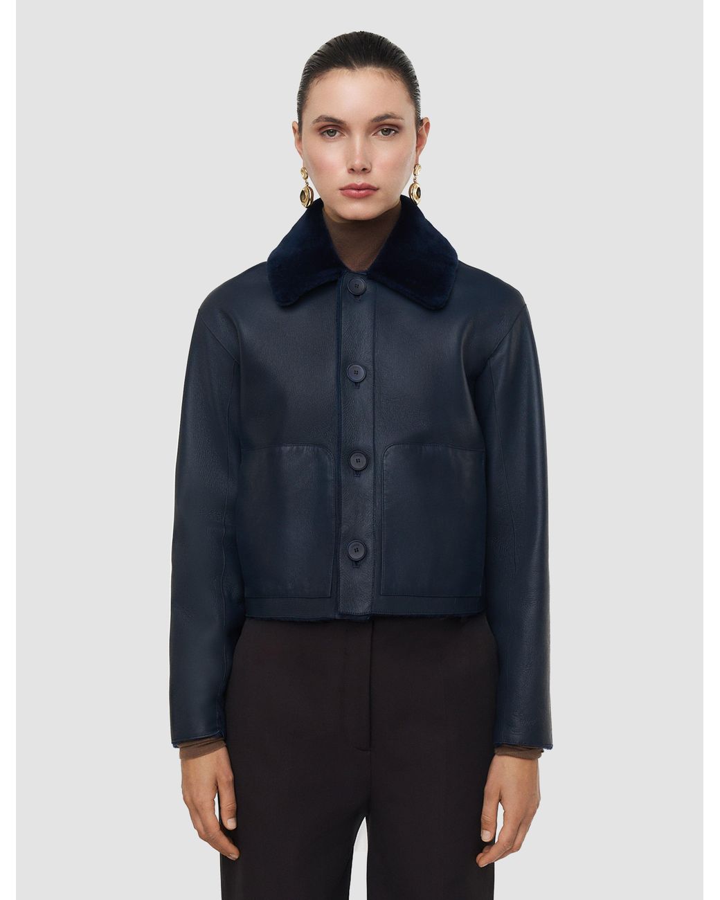Joseph Blue Alloway Reversible Soft Shearling Jacket