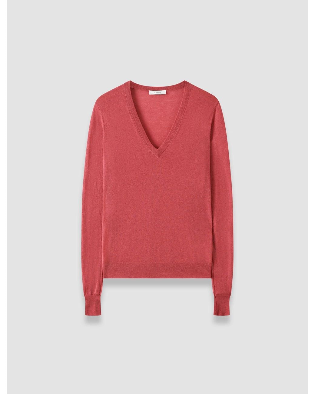 Joseph Red Cashair V Neck Jumper