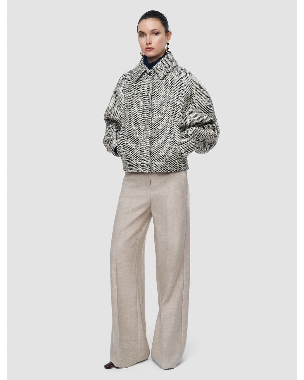 Joseph Gray Geroux Crosshatch Virgin Wool Coat