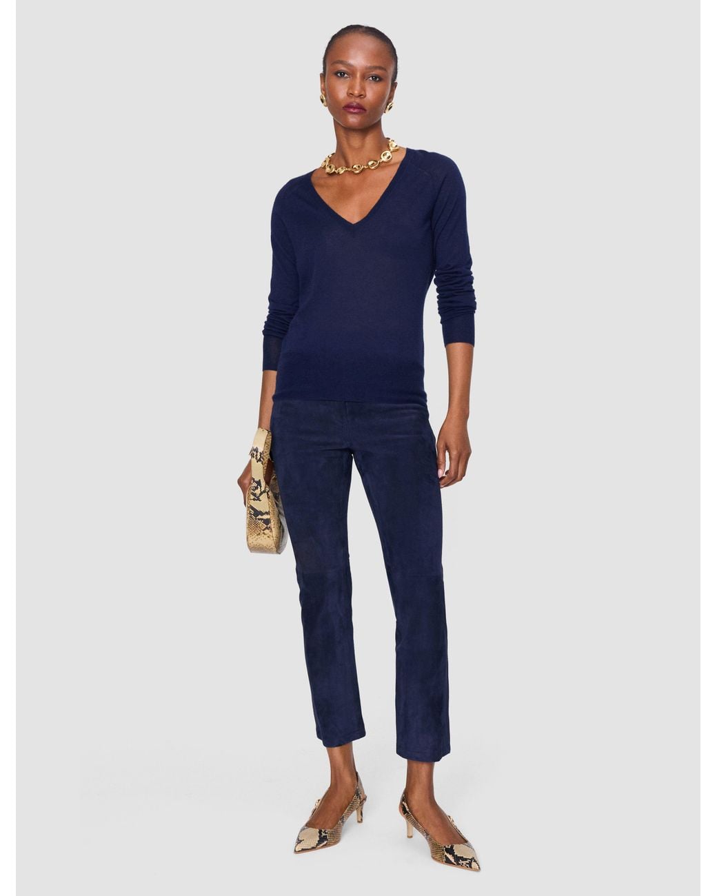Joseph Blue Duke Suede Stretch Trousers