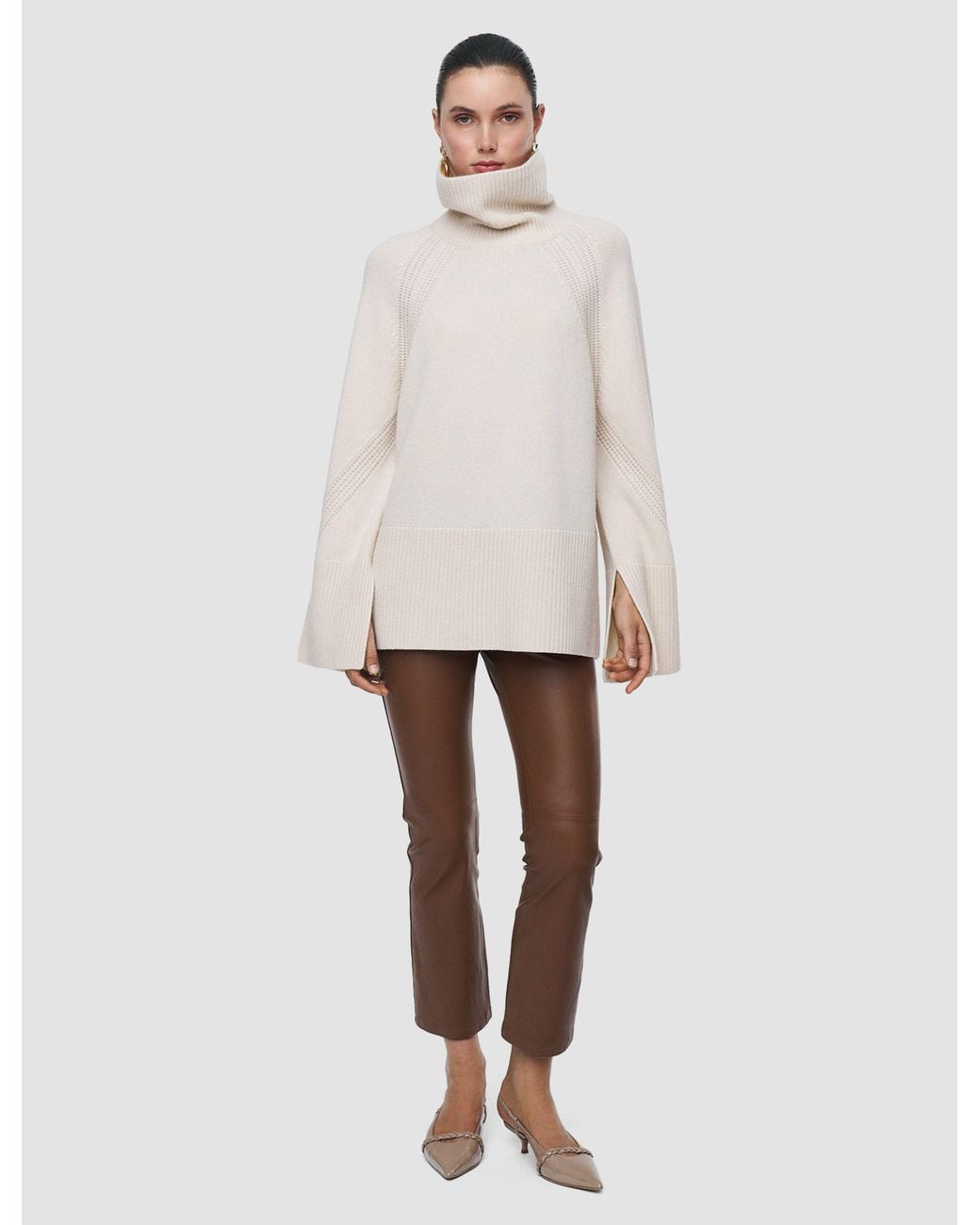 Joseph White Loftus Pure Cashmere High Neck Jumper