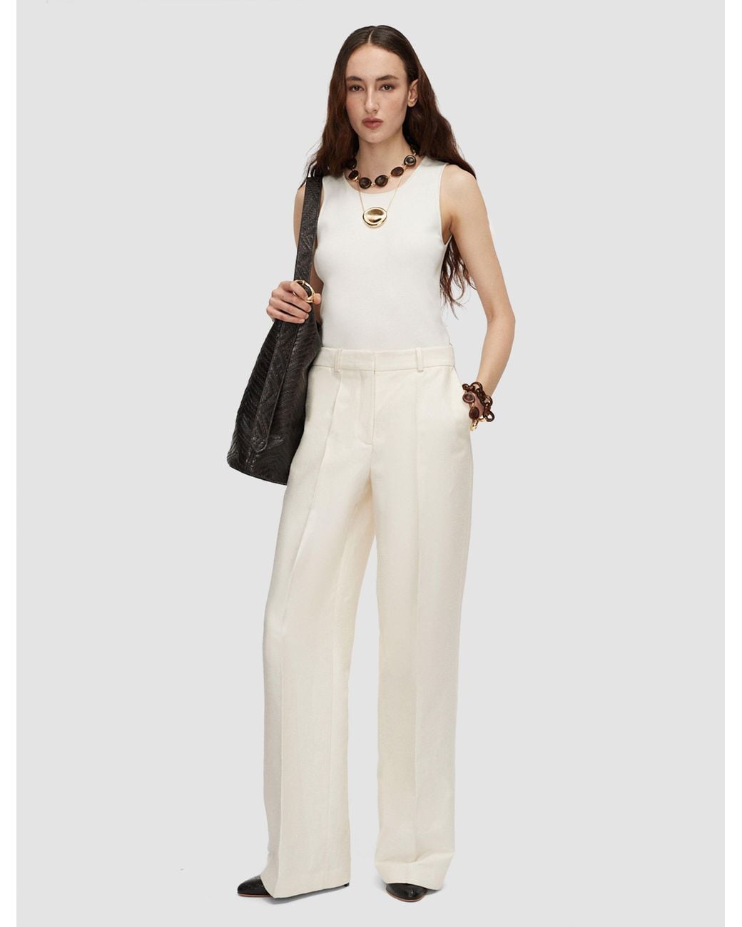 Joseph Natural Mitae Cotton Silk Blend Trousers