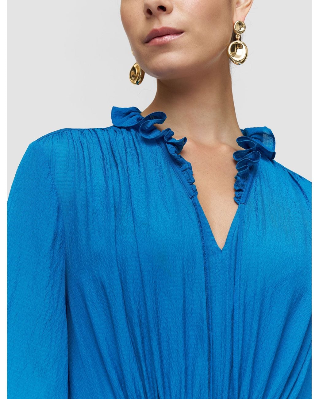 Joseph Blue Lotus Textured Silk Dress