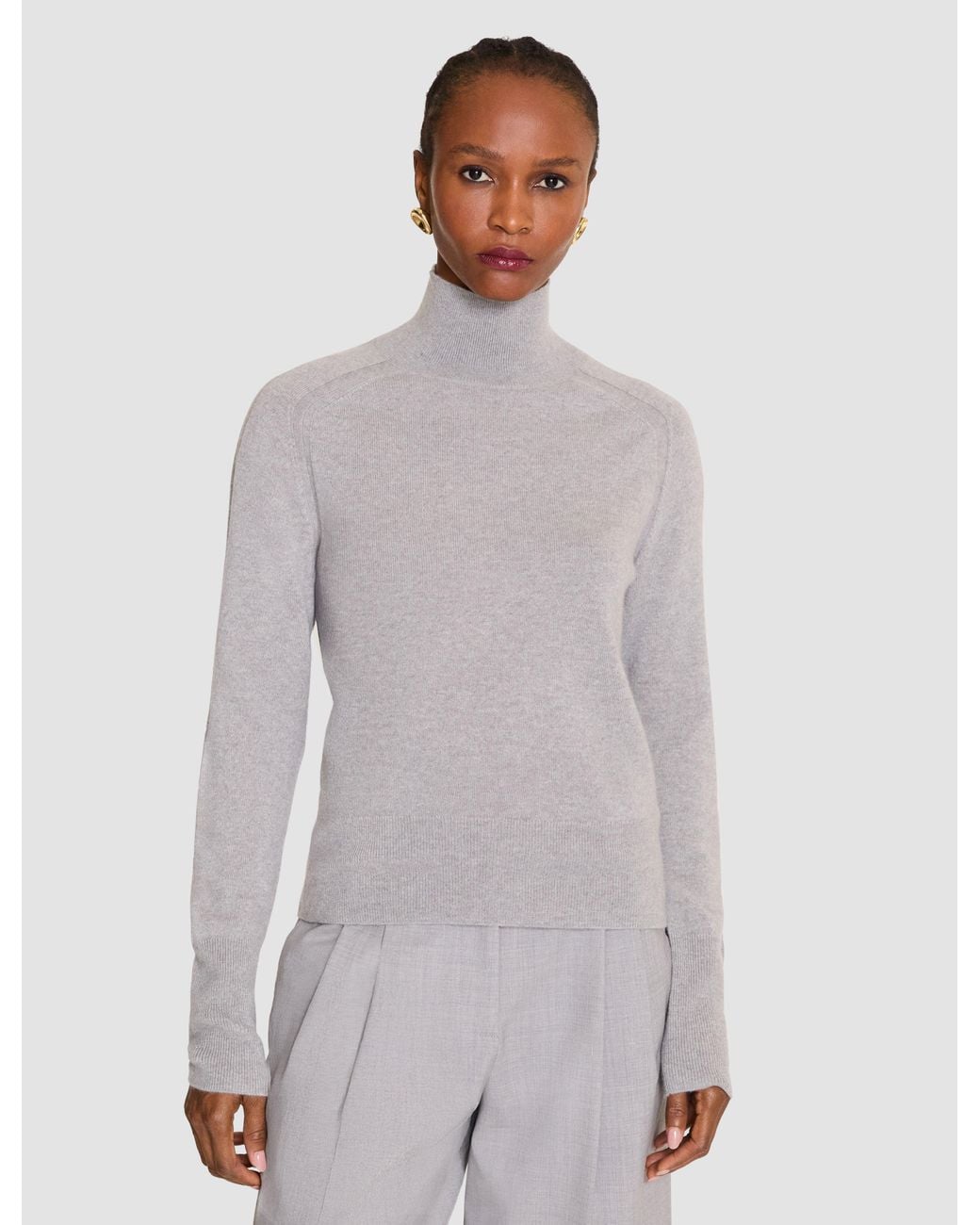 Joseph White Oxna Light Pure Cashmere High Neck Jumper