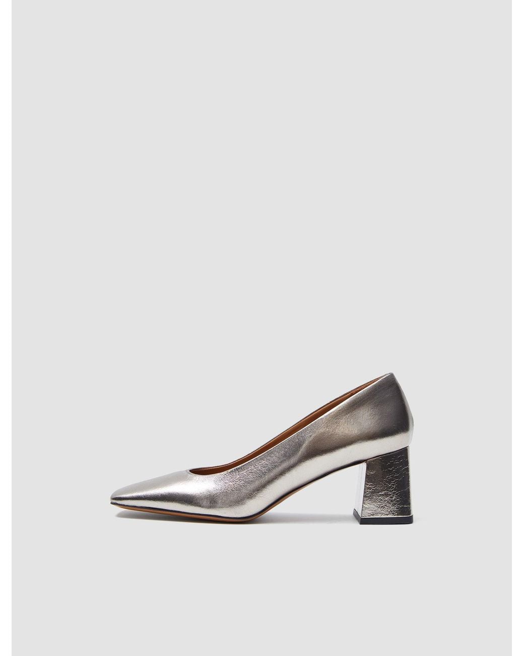 Joseph White Heeled Metallic Leather Shoes