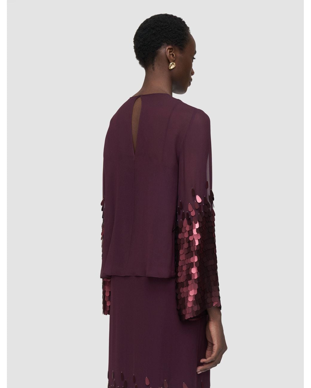 Joseph Red Ariane Chiffon Sequin Blouse