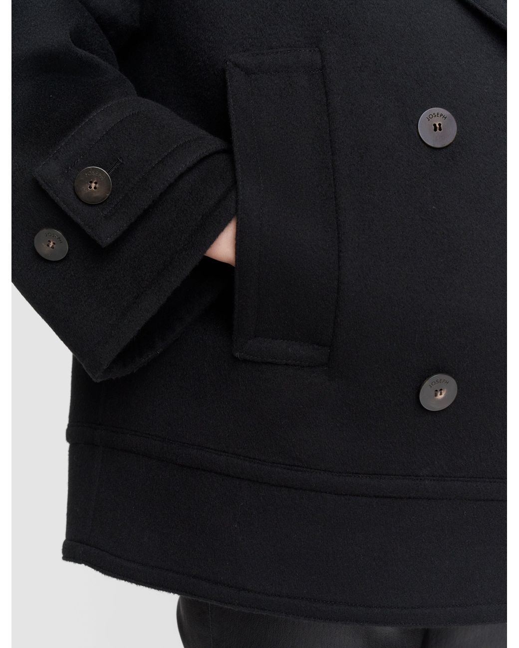 Joseph Black Weston Double Face Cashmere Pea Coat