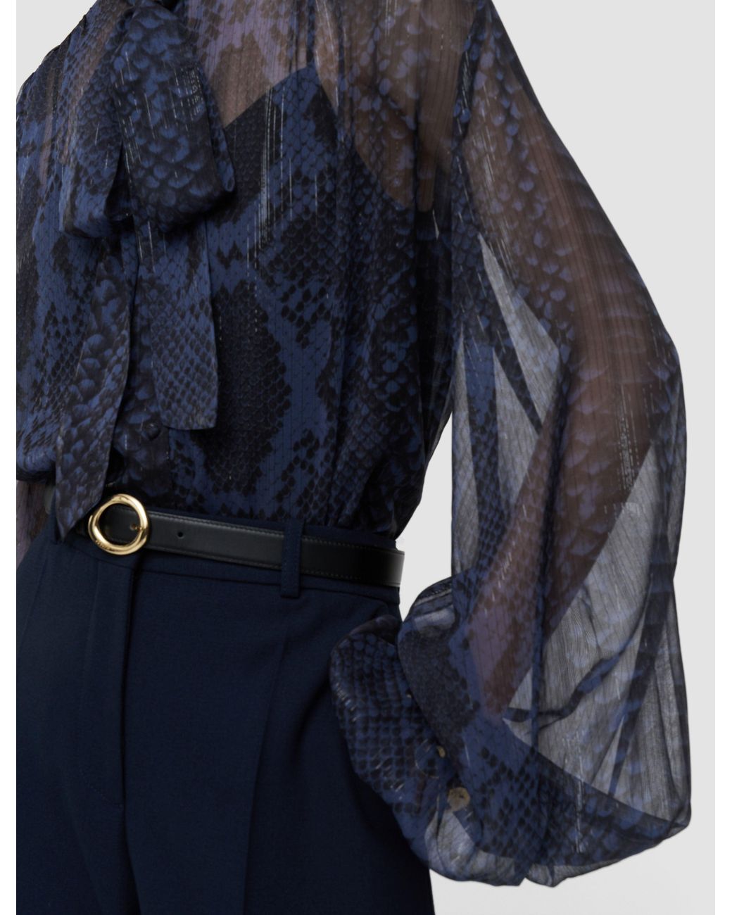 Joseph Blue Sally Snake Lurex Chiffon Blouse