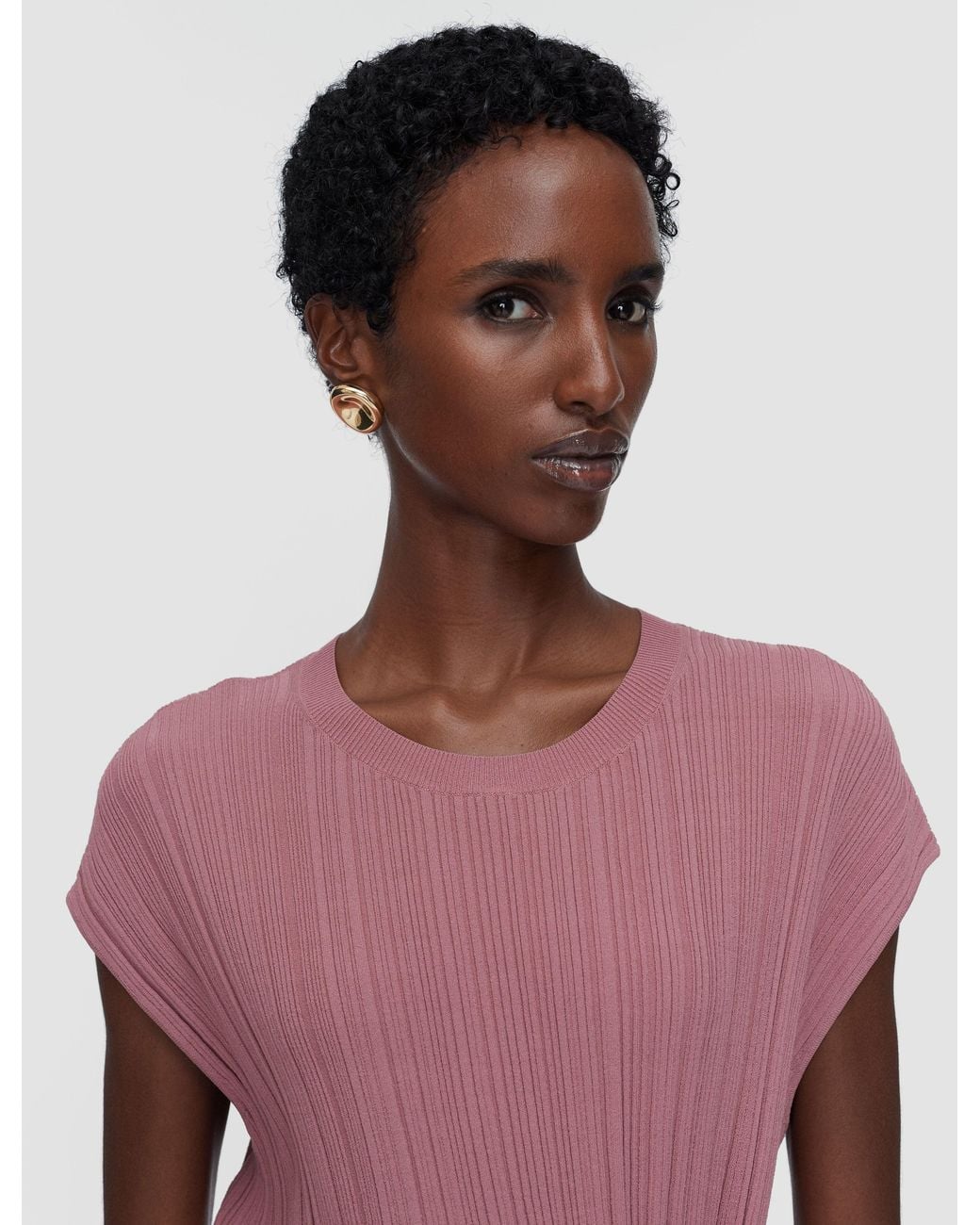 Joseph Pink Kenit Knit Plissé Top