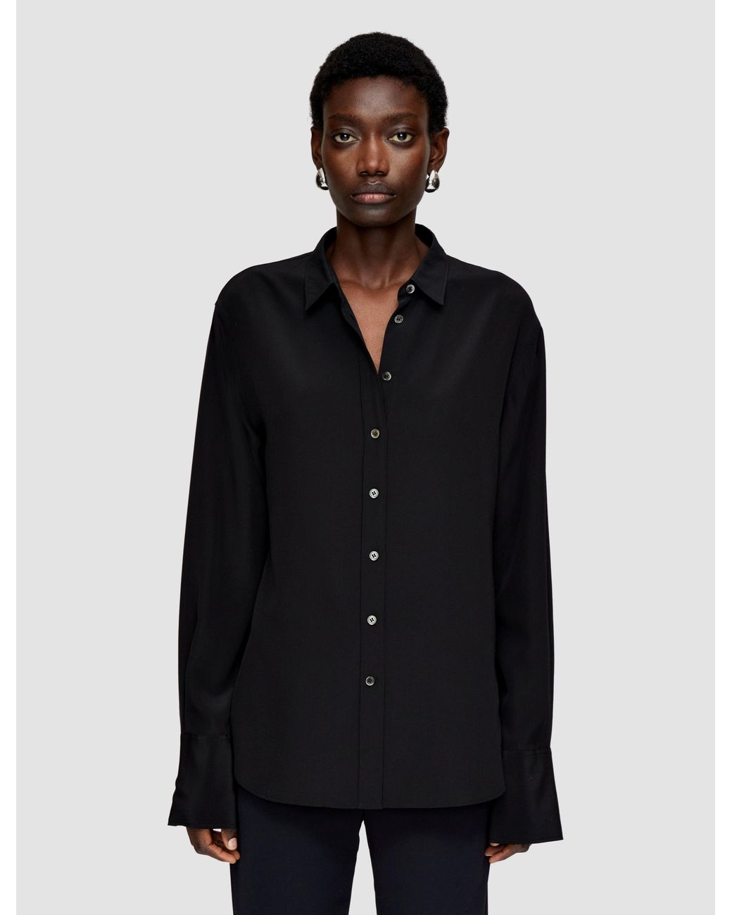 Joseph Black Silk Crepe De Chine Joe Blouse