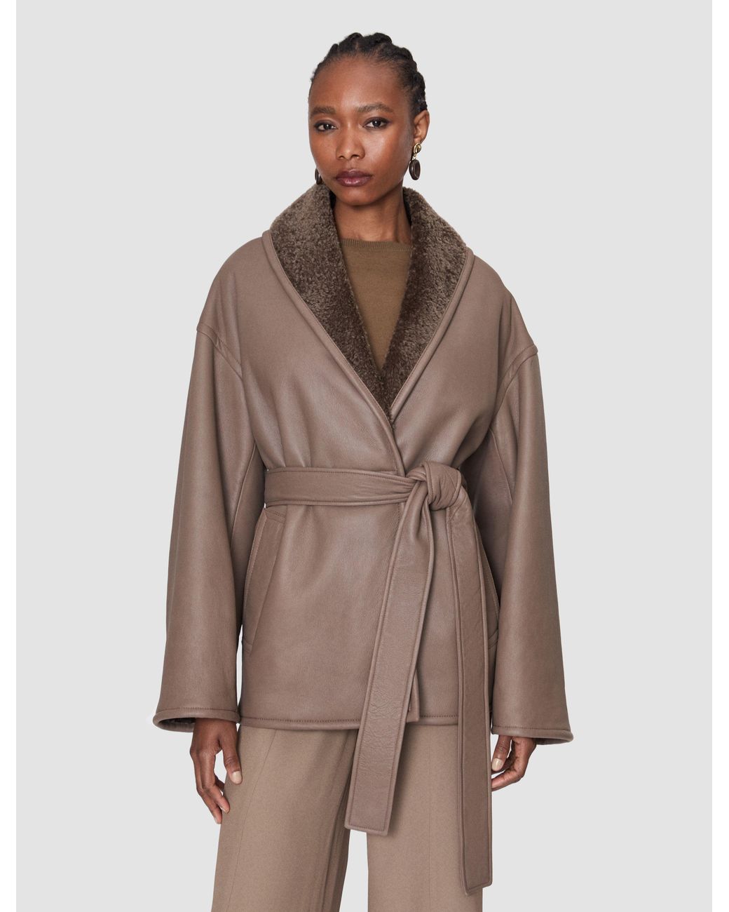 Joseph Brown Manu Textured Shearling Leather Jacket