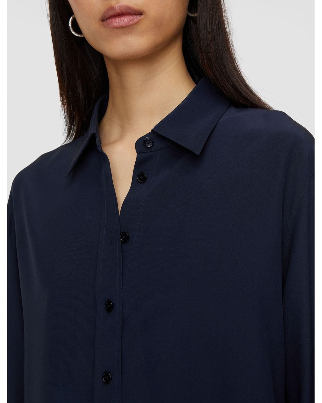 Joseph Blue Silk Crepe De Chine Joe Blouse