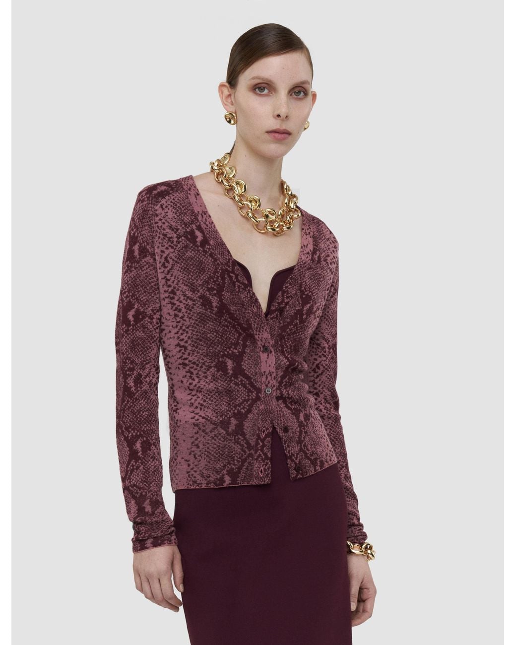 Joseph Red Aisha Cashair Snake Cardigan