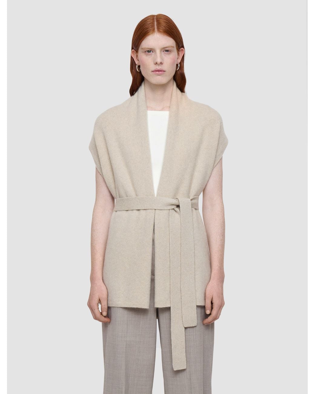 Joseph Natural Brushed Cashmere Sleeveless Wrap