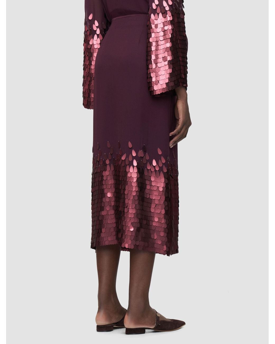 Joseph Red Connie Chiffon Sequin Skirt
