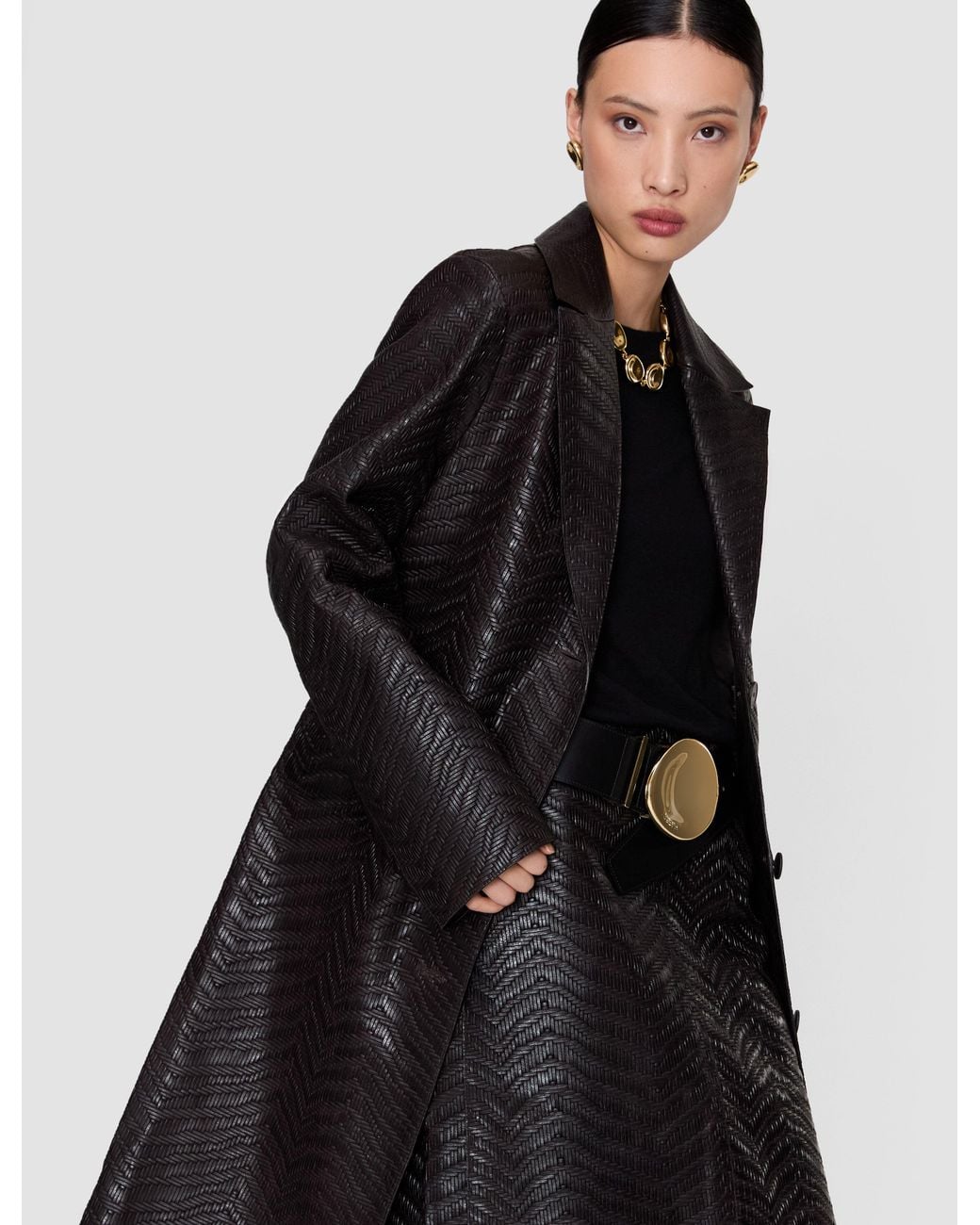 Joseph Black Matlock Embossed Woven Leather Coat