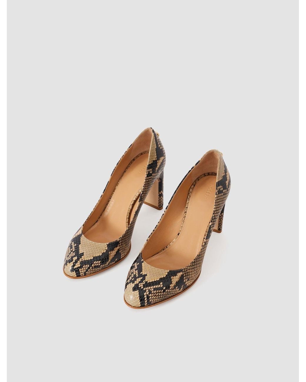 Joseph Natural Alette Snake Print Leather Heeled Pumps
