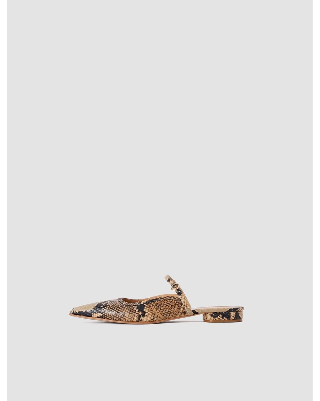 Joseph White Parisa Snake Print Leather Ballerinas