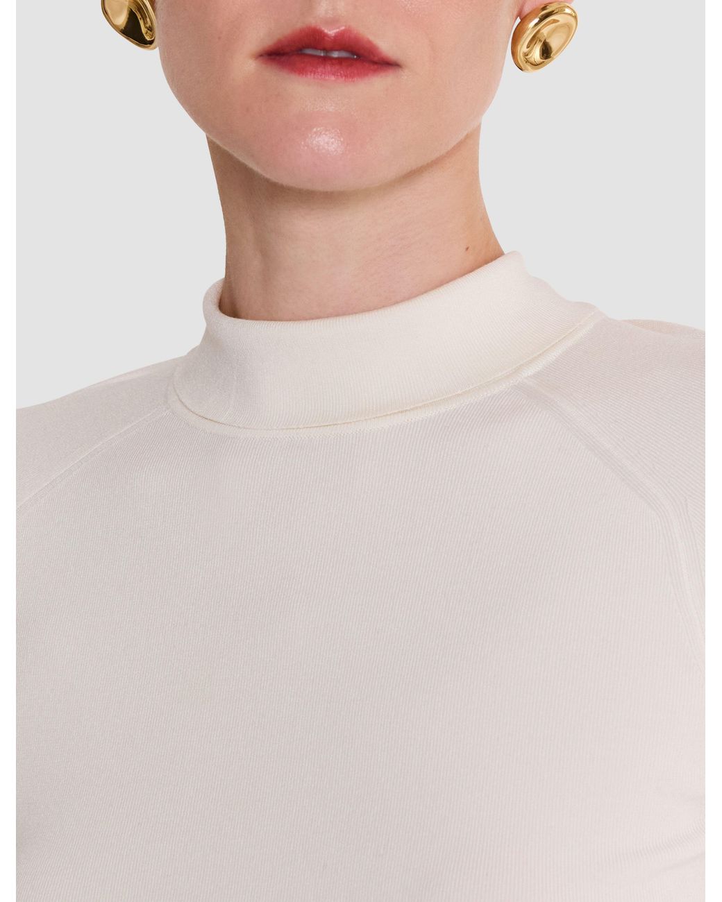 Joseph White Lola Silk Stretch High Neck Top