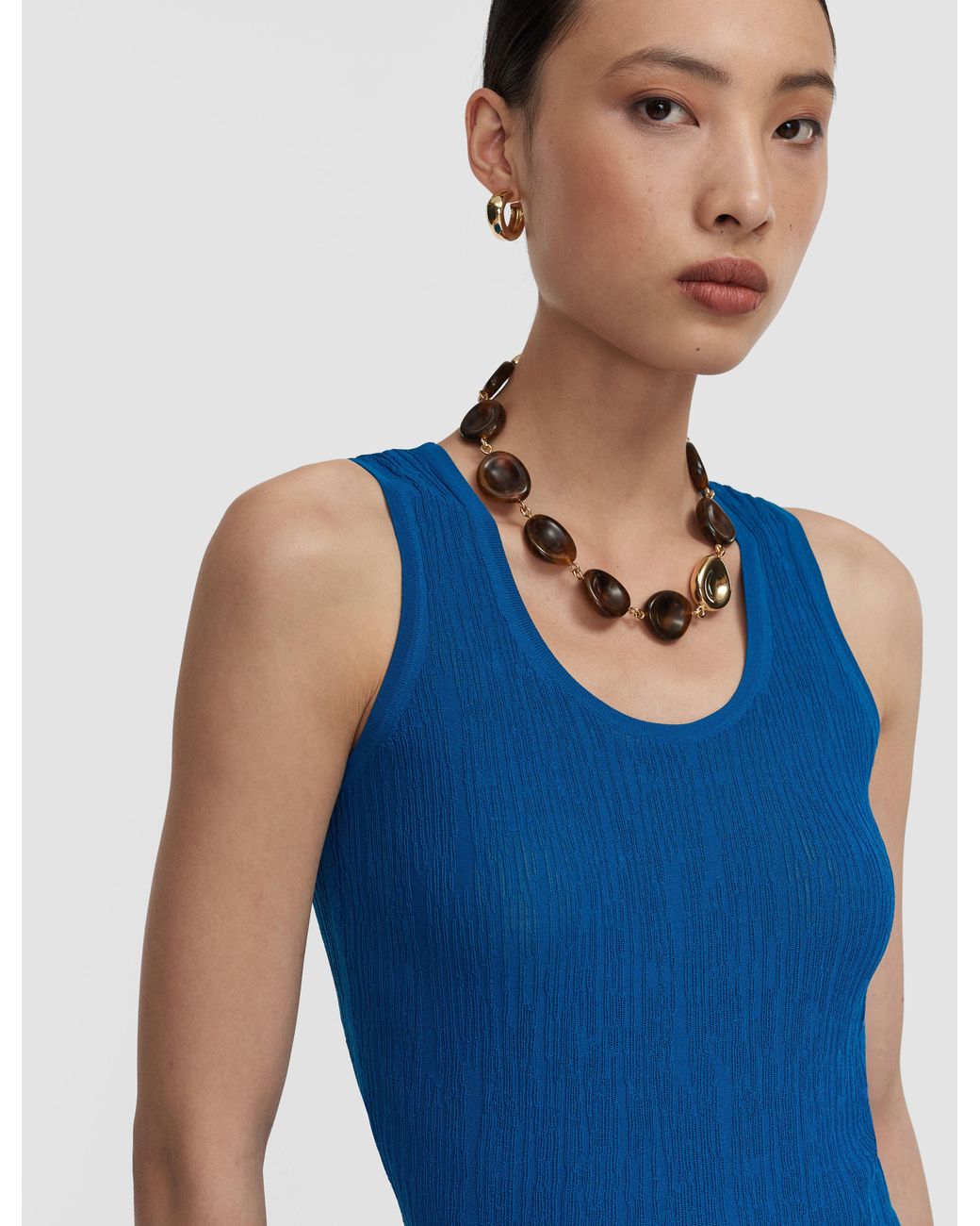 Joseph Blue Bayt Crinkle Viscose Vest Top