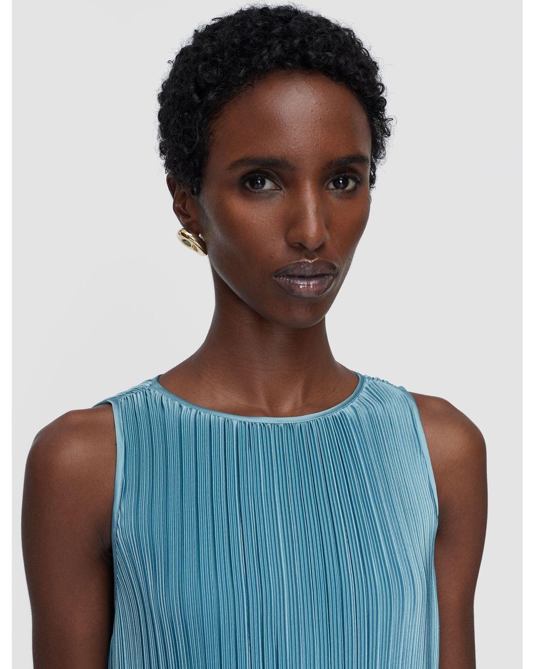 Joseph Blue Rida Pleated Satin Dress
