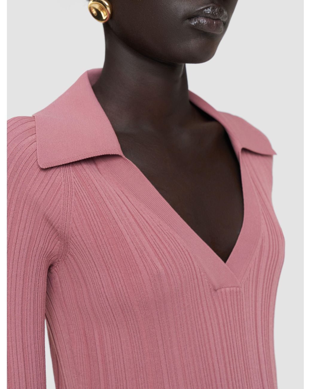 Joseph Pink Chelia Plissé Knit Top