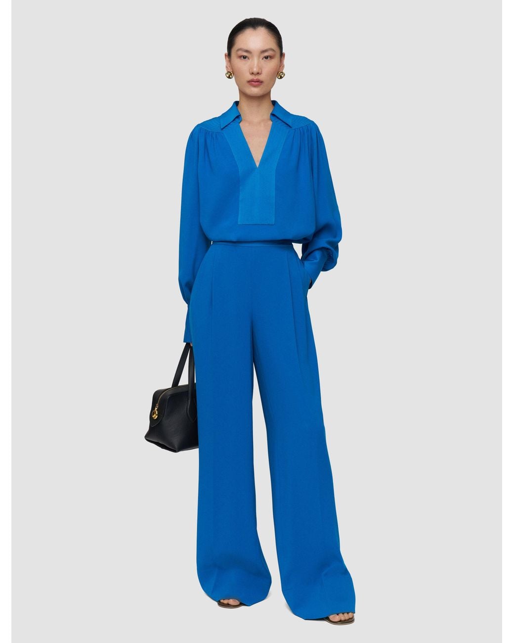 Joseph Blue Cara Crepe Trousers